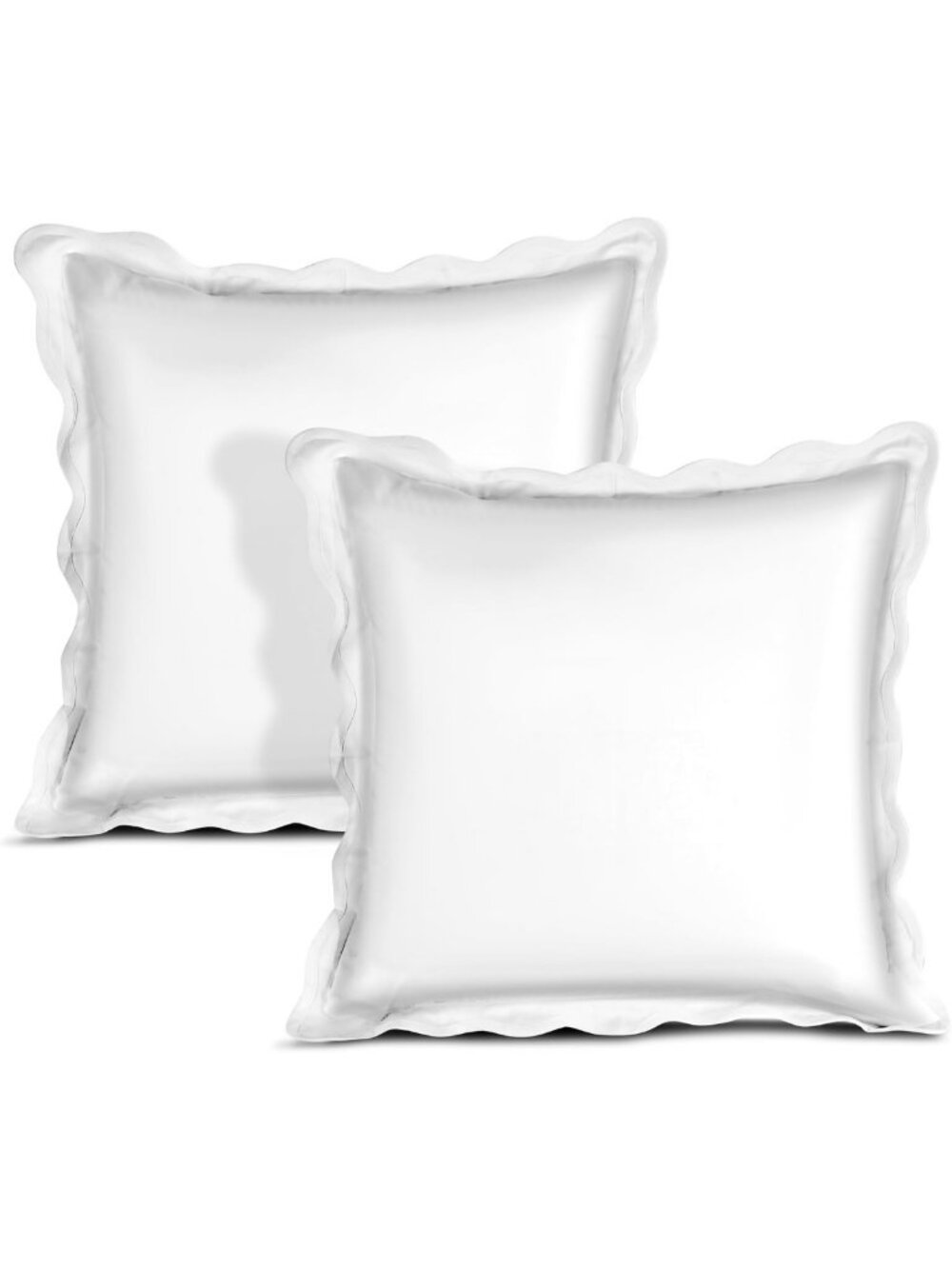 White Scalloped 100% Cotton Throw Pillow Covers - 26x26 Inch Decorative Cushion